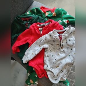 Carter's 3m Holiday Bundle - Footie/Sleeper and 3pc thermal knit onsie set